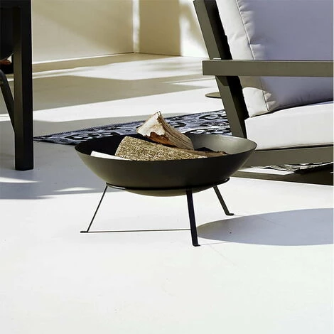 FANCY FLAMES Brasero Rond En Métal Sur Pied 49,5 X 24,5 Cm Noir - Noir 4 FANCY FLAMES Brasero Rond En Métal Sur Pied 49,5 X 24,5 Cm Noir - Noir – Image 2
