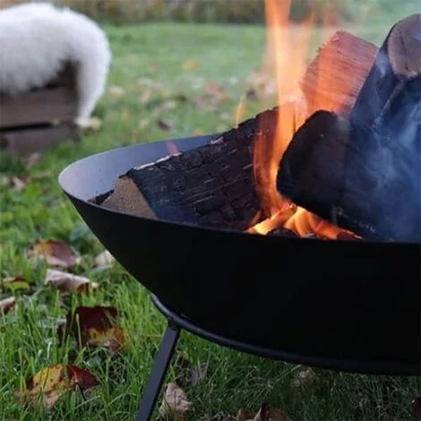 FANCY FLAMES Brasero Rond En Métal Sur Pied 49,5 X 24,5 Cm Noir - Noir 6 FANCY FLAMES Brasero Rond En Métal Sur Pied 49,5 X 24,5 Cm Noir - Noir – Image 4