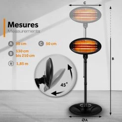 TRESKO Radiateur Infrarouge Sur Pied 2000W | Chauffage Radiant électrique Pour Terrasse | Intérieur Et Extérieur | 3 Niveaux De Chaleur 10 TRESKO Radiateur Infrarouge Sur Pied 2000W | Chauffage Radiant électrique Pour Terrasse | Intérieur Et Extérieur | 3 Niveaux De Chaleur -Chauffage d'extérieur Soldes 47477157 4