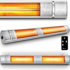 TRESKO Chauffage Radiant Infrarouge | 3000W + Télécommande | Radiateur Rayonnant Électrique De Terrase | 3 Niveaux De Chaleur | Chauffage Mural