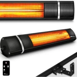 TRESKO Radiateur Infrarouge Extérieur 2000W | Chauffage Radiant Terrasse | Murale | Inclination | Télecommande | 3 Niveaux | Intérieur Et Extérieur
