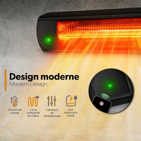 TRESKO Radiateur Infrarouge Extérieur 2000W | Chauffage Radiant Terrasse | Murale | Inclination | Télecommande | 3 Niveaux | Intérieur Et Extérieur 6 TRESKO Radiateur Infrarouge Extérieur 2000W | Chauffage Radiant Terrasse | Murale | Inclination | Télecommande | 3 Niveaux | Intérieur Et Extérieur – Image 4