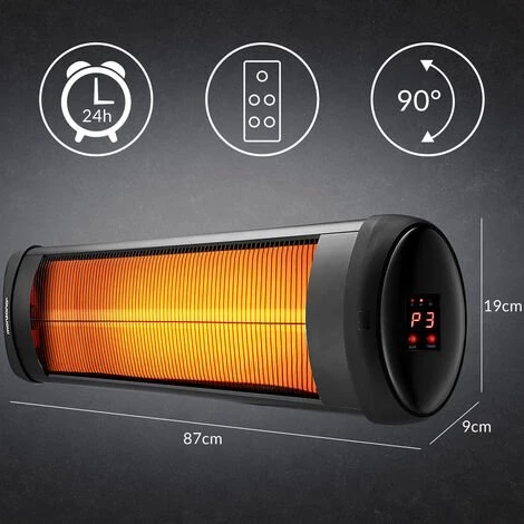 MONZANA Chauffage Radiant Infrarouge 2500W Avec Télécommande Chauffage Extérieur électrique 3 Puissances Noir 6 MONZANA Chauffage Radiant Infrarouge 2500W Avec Télécommande Chauffage Extérieur électrique 3 Puissances Noir – Image 4