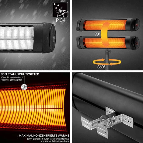 MONZANA Chauffage Radiant Infrarouge 2500W Avec Trépied Télécommande Chauffage Extérieur 3 Puissances Noir 6 MONZANA Chauffage Radiant Infrarouge 2500W Avec Trépied Télécommande Chauffage Extérieur 3 Puissances Noir – Image 4