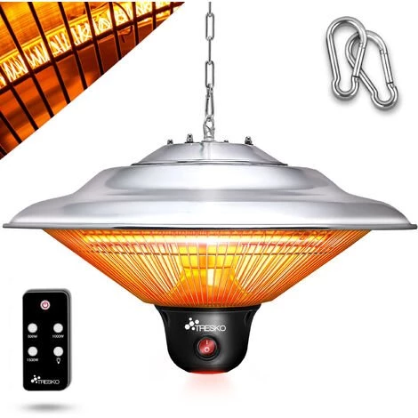 TRESKO Chauffage Radiant Plafond Infrarouge Argent 1500W + Télécommande + Affichage LED | Radiateur Rayonnant Électrique De Terrase | 3 Niveaux De Chaleur 3 TRESKO Chauffage Radiant Plafond Infrarouge Argent 1500W + Télécommande + Affichage LED | Radiateur Rayonnant Électrique De Terrase | 3 Niveaux De Chaleur