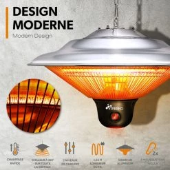 TRESKO Chauffage Radiant Plafond Infrarouge Argent 1500W + Télécommande + Affichage LED | Radiateur Rayonnant Électrique De Terrase | 3 Niveaux De Chaleur 10 TRESKO Chauffage Radiant Plafond Infrarouge Argent 1500W + Télécommande + Affichage LED | Radiateur Rayonnant Électrique De Terrase | 3 Niveaux De Chaleur -Chauffage d'extérieur Soldes 47885098 4