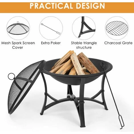 Gizcam Barbecue,Bol à Feu 3 En 1 Foyer Pour Barbecue Panier à Feu Avec Protection Contre Les étincelles, Fourche à Feu En Fer 3 Gizcam Barbecue,Bol à Feu 3 En 1 Foyer Pour Barbecue Panier à Feu Avec Protection Contre Les étincelles, Fourche à Feu En Fer