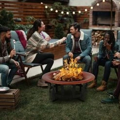 Homfa Brasero 2-en-1 φ76X50cm Pare-étincelles Barbecue,avec Protection Contre Les étincelles Et Filet De Poker Et De Charbon De Bois -Chauffage d'extérieur Soldes 48323619 5