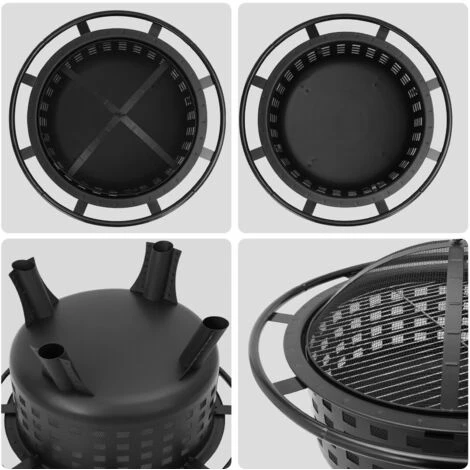 Homfa Braséro De Jardin 79*79*57cm Pare étincelles Grille Fonte Avec Grill,Fourchette à Feu,Couvercle De Protection Contre Les Étincelles, Fête/Patio/Camp 7 Homfa Braséro De Jardin 79*79*57cm Pare étincelles Grille Fonte Avec Grill,Fourchette à Feu,Couvercle De Protection Contre Les Étincelles, Fête/Patio/Camp – Image 5