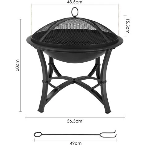 Homfa BBQ- Bol De Feu En Fonte | Ø56,5 * 50cm | Brasero Aavec Grill & Fourchette à Feu & Couvercle De Protection Contre Les Étincelles, Pour Barbecue/Chauffage 5 Homfa BBQ- Bol De Feu En Fonte | Ø56,5 * 50cm | Brasero Aavec Grill & Fourchette à Feu & Couvercle De Protection Contre Les Étincelles, Pour Barbecue/Chauffage – Image 3