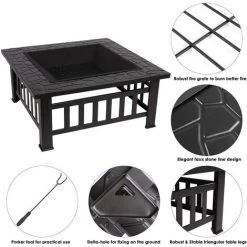 Homfa Foyer De Chauffage 3 En 1, BBQ Brasero, 81 * 81 * 44cm , Noir 9 Homfa Foyer De Chauffage 3 En 1, BBQ Brasero, 81 * 81 * 44cm , Noir -Chauffage d'extérieur Soldes 48385624 3