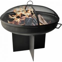 PUR LINE Brasero De Jardin En Acier Noir Avec Couvercle De Protection - Noir