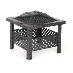 IKayaa Metal Garden Backyard Fire Pit Patio Carré Foyer Poêle Brasero Cheminée Extérieure Avec Couvercle De Foyer & Poker + Barbecue Grill 11 IKayaa Metal Garden Backyard Fire Pit Patio Carré Foyer Poêle Brasero Cheminée Extérieure Avec Couvercle De Foyer & Poker + Barbecue Grill -Chauffage d'extérieur Soldes 49636150 5