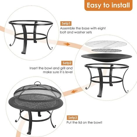 Homfa Brasero Foyer Extérieur De Jardin -Diamètre De 76cm Chauffage En Fonte Fire Pit Terrasse De Jardin Fire Bol Cheminée 6 Homfa Brasero Foyer Extérieur De Jardin -Diamètre De 76cm Chauffage En Fonte Fire Pit Terrasse De Jardin Fire Bol Cheminée – Image 4