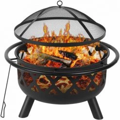 Homfa Brasero Exterieur Ø75,5 * 60 Cm, Foyer Barbecue Portable, Barbecue Charbon Avec Grille & Tisonnier & Couvercle - Bague Extérieure Anti-brûlure 8 Homfa Brasero Exterieur Ø75,5 * 60 Cm, Foyer Barbecue Portable, Barbecue Charbon Avec Grille & Tisonnier & Couvercle - Bague Extérieure Anti-brûlure -Chauffage d'extérieur Soldes 50051544 2