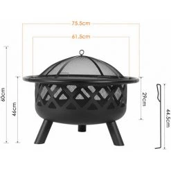 Homfa Brasero Exterieur Ø75,5 * 60 Cm, Foyer Barbecue Portable, Barbecue Charbon Avec Grille & Tisonnier & Couvercle - Bague Extérieure Anti-brûlure 9 Homfa Brasero Exterieur Ø75,5 * 60 Cm, Foyer Barbecue Portable, Barbecue Charbon Avec Grille & Tisonnier & Couvercle - Bague Extérieure Anti-brûlure -Chauffage d'extérieur Soldes 50051544 3