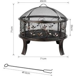 FIXKIT 27 '' Cheminée Exterieur, Brasero De Jardin,Grille Poker Et Charbon De Bois, Pour Chauffage / Barbecue, Bol à Feu Pour Le Jardin, Terrasse Et Plage, Motif De Fleurs Et Herbe,71x71x65cm 8 FIXKIT 27 '' Cheminée Exterieur, Brasero De Jardin,Grille Poker Et Charbon De Bois, Pour Chauffage / Barbecue, Bol à Feu Pour Le Jardin, Terrasse Et Plage, Motif De Fleurs Et Herbe,71x71x65cm -Chauffage d'extérieur Soldes 50101762 2