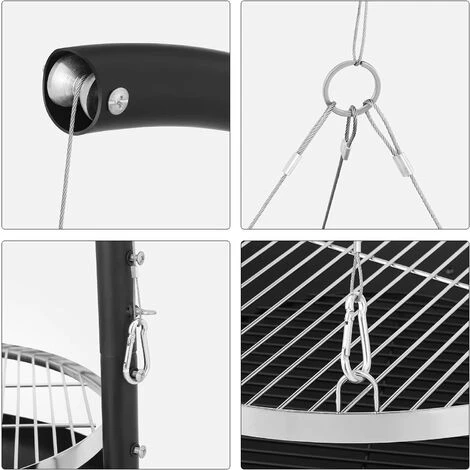 FIXKIT Brasero Exterieur , Foyer Avec Gril Suspendu Réglable En Hauteur, Gril Pivotant Barbecue Avec Brasero, Réglable En Hauteur 4 Niveaux, Ø70cm Brasero Extérieur, Ø64,5cm Grill 6 FIXKIT Brasero Exterieur , Foyer Avec Gril Suspendu Réglable En Hauteur, Gril Pivotant Barbecue Avec Brasero, Réglable En Hauteur 4 Niveaux, Ø70cm Brasero Extérieur, Ø64,5cm Grill – Image 4