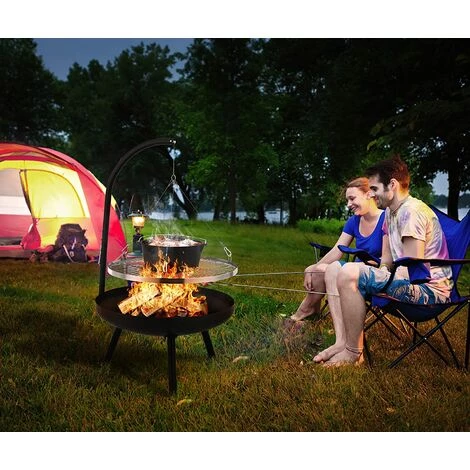 FIXKIT Brasero Exterieur , Foyer Avec Gril Suspendu Réglable En Hauteur, Gril Pivotant Barbecue Avec Brasero, Réglable En Hauteur 4 Niveaux, Ø70cm Brasero Extérieur, Ø64,5cm Grill 7 FIXKIT Brasero Exterieur , Foyer Avec Gril Suspendu Réglable En Hauteur, Gril Pivotant Barbecue Avec Brasero, Réglable En Hauteur 4 Niveaux, Ø70cm Brasero Extérieur, Ø64,5cm Grill – Image 5