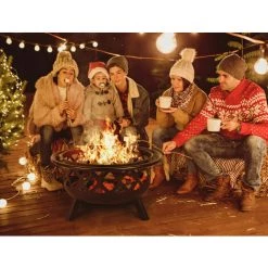 FIXKIT Brasero Exterieur Ø75,5 * 60 Cm, Foyer Barbecue Portable, Barbecue Charbon Avec Grille & Tisonnier & Couvercle - Bague Extérieure Anti-brûlure 11 FIXKIT Brasero Exterieur Ø75,5 * 60 Cm, Foyer Barbecue Portable, Barbecue Charbon Avec Grille & Tisonnier & Couvercle - Bague Extérieure Anti-brûlure -Chauffage d'extérieur Soldes 50102051 5