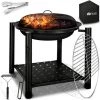 Tillvex Brasero Exterieur BBQ 3 En 1 Avec Pare-Ètincelles - Ø 55 Cm | Foyer Poêle Pour Jardin, Terrasse | Chauffage Avec Grille à Charbon + Couvercle | Cheminée Feu Pour Barbecue Avec Tissonier -Chauffage d'extérieur Soldes 50208836 1