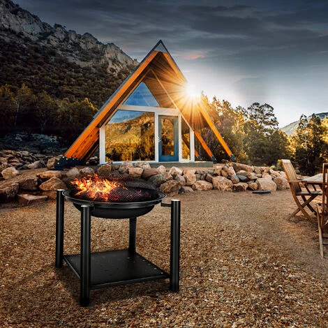 Tillvex Brasero Exterieur BBQ 3 En 1 Avec Pare-Ètincelles - Ø 55 Cm | Foyer Poêle Pour Jardin, Terrasse | Chauffage Avec Grille à Charbon + Couvercle | Cheminée Feu Pour Barbecue Avec Tissonier 4 Tillvex Brasero Exterieur BBQ 3 En 1 Avec Pare-Ètincelles - Ø 55 Cm | Foyer Poêle Pour Jardin, Terrasse | Chauffage Avec Grille à Charbon + Couvercle | Cheminée Feu Pour Barbecue Avec Tissonier – Image 2