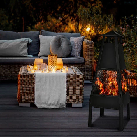 Tillvex Cheminée D'Extérieur Avec Tisonnier | Braséro De Terrasse Avec Pare-étincelles | Chauffage De Jardin Avec Housse | Poêle à Bois | Grille, BBQ 5 Tillvex Cheminée D'Extérieur Avec Tisonnier | Braséro De Terrasse Avec Pare-étincelles | Chauffage De Jardin Avec Housse | Poêle à Bois | Grille, BBQ – Image 3