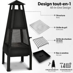 Tillvex Cheminée D'Extérieur Avec Tisonnier | Braséro De Terrasse Avec Pare-étincelles | Chauffage De Jardin Avec Housse | Poêle à Bois | Grille, BBQ 10 Tillvex Cheminée D'Extérieur Avec Tisonnier | Braséro De Terrasse Avec Pare-étincelles | Chauffage De Jardin Avec Housse | Poêle à Bois | Grille, BBQ -Chauffage d'extérieur Soldes 50341915 4