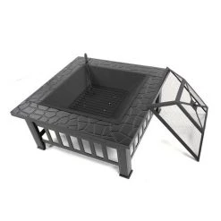 JN.SONGS Brasero Exterieur Pour Jardin Terrasses BBQ 3 En 1 Pour Foyer Cour Poêle Chauffant Avec Couvercle En Maille Poker Fonte, 82x82x44cm Noir 10 JN.SONGS Brasero Exterieur Pour Jardin Terrasses BBQ 3 En 1 Pour Foyer Cour Poêle Chauffant Avec Couvercle En Maille Poker Fonte, 82x82x44cm Noir -Chauffage d'extérieur Soldes 50599986 4