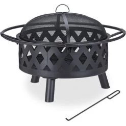 Relaxdays Brasero De Jardin, Vasque, Bac Feu Avec Pare-étincelles Et Tisonnier, HxD 53 X 76 Cm, Acier, Rond, Noir 8 Relaxdays Brasero De Jardin, Vasque, Bac Feu Avec Pare-étincelles Et Tisonnier, HxD 53 X 76 Cm, Acier, Rond, Noir -Chauffage d'extérieur Soldes 50728108 2