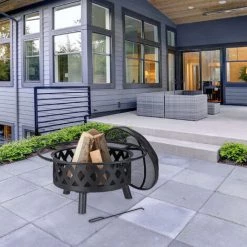 Relaxdays Brasero De Jardin, Vasque, Bac Feu Avec Pare-étincelles Et Tisonnier, HxD 53 X 76 Cm, Acier, Rond, Noir 9 Relaxdays Brasero De Jardin, Vasque, Bac Feu Avec Pare-étincelles Et Tisonnier, HxD 53 X 76 Cm, Acier, Rond, Noir -Chauffage d'extérieur Soldes 50728108 3