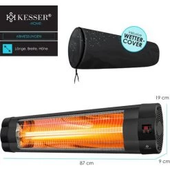 Kesser® Radiateur Infrarouge 2 500 watts Radiateur Chauffage De Terrasse Chauffage Radiant Avec Télécommande, Support Mural 11 Kesser® Radiateur Infrarouge 2 500 watts Radiateur Chauffage De Terrasse Chauffage Radiant Avec Télécommande, Support Mural -Chauffage d'extérieur Soldes 50753036 5