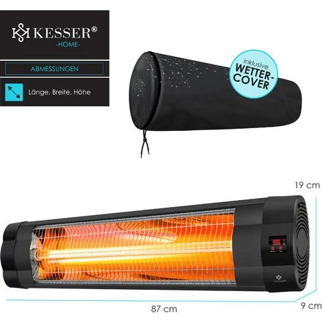 Kesser® Radiateur Infrarouge 2 500 watts Radiateur Chauffage De Terrasse Chauffage Radiant Avec Télécommande, Support Mural 7 Kesser® Radiateur Infrarouge 2 500 watts Radiateur Chauffage De Terrasse Chauffage Radiant Avec Télécommande, Support Mural – Image 5