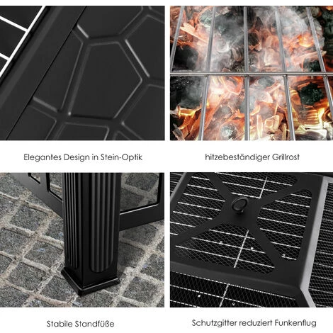 KESSER® Foyer Avec Grille Et Pince à Grillade Brasero 82 X 82 X 50 cm, 3 en 1 Foyer Multifonction Pour Chauffage/barbecue, Jardin Terrasse, Brasero En Métal Avec Housse De Protection Tisonnier Pare-étincelles 6 KESSER® Foyer Avec Grille Et Pince à Grillade Brasero 82 X 82 X 50 cm, 3 en 1 Foyer Multifonction Pour Chauffage/barbecue, Jardin Terrasse, Brasero En Métal Avec Housse De Protection Tisonnier Pare-étincelles – Image 4