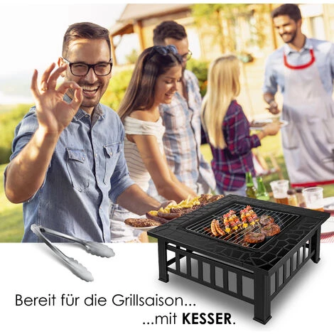 KESSER® Foyer Avec Grille Et Pince à Grillade Brasero 82 X 82 X 50 cm, 3 en 1 Foyer Multifonction Pour Chauffage/barbecue, Jardin Terrasse, Brasero En Métal Avec Housse De Protection Tisonnier Pare-étincelles 7 KESSER® Foyer Avec Grille Et Pince à Grillade Brasero 82 X 82 X 50 cm, 3 en 1 Foyer Multifonction Pour Chauffage/barbecue, Jardin Terrasse, Brasero En Métal Avec Housse De Protection Tisonnier Pare-étincelles – Image 5