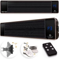 KESSER® Chauffage Radiant Sans Lumière Radiateur Avec Télécommande Chauffage De Terrasse Chauffage Infrarouge Radiateur Mural Chauffage Noir, Chauffage à Quartz Chauffage De Terrasse, Chauffage De Balcon