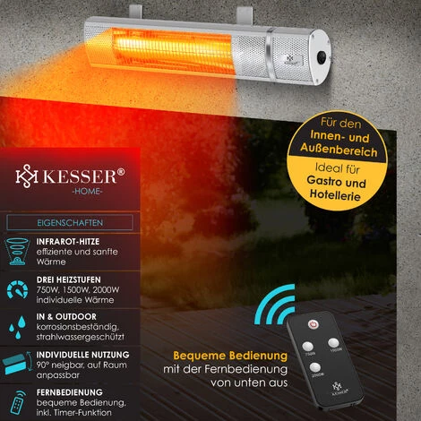 KESSER® Radiateur Infrarouge IR-Multi Radiateur Chauffage à Quartz Radiateur Infrarouge Chauffage Pour Table à Langer, Infrarouge, Radiateur Mural Infrarouge, Housse De Protection Contre Les Intempéries Incluse 4 KESSER® Radiateur Infrarouge IR-Multi Radiateur Chauffage à Quartz Radiateur Infrarouge Chauffage Pour Table à Langer, Infrarouge, Radiateur Mural Infrarouge, Housse De Protection Contre Les Intempéries Incluse – Image 2