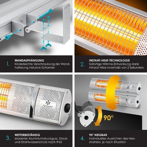 KESSER® Radiateur Infrarouge IR-Multi Radiateur Chauffage à Quartz Radiateur Infrarouge Chauffage Pour Table à Langer, Infrarouge, Radiateur Mural Infrarouge, Housse De Protection Contre Les Intempéries Incluse 5 KESSER® Radiateur Infrarouge IR-Multi Radiateur Chauffage à Quartz Radiateur Infrarouge Chauffage Pour Table à Langer, Infrarouge, Radiateur Mural Infrarouge, Housse De Protection Contre Les Intempéries Incluse – Image 3