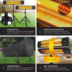 KESSER® Radiateur Infrarouge | Chauffage Radiant | Chauffage Infrarouge Avec Housse De Protection | Chauffage De Terrasse Réglable En Hauteur, Trépied Télescopique | Chauffage Pour Table à Langer | Chauffage Extérieur 9 KESSER® Radiateur Infrarouge | Chauffage Radiant | Chauffage Infrarouge Avec Housse De Protection | Chauffage De Terrasse Réglable En Hauteur, Trépied Télescopique | Chauffage Pour Table à Langer | Chauffage Extérieur -Chauffage d'extérieur Soldes 50753566 3