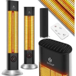 KESSER® Chauffage Radiant D'appoint à Infrarouge Chauffage Radiant D'appoint Incl. Housse De Protection Radiateur De Chaleur Chauffage Infrarouge Pour Terrasse Tour De Chauffage 2 000 watts Chauffage De Terrasse Chauffage