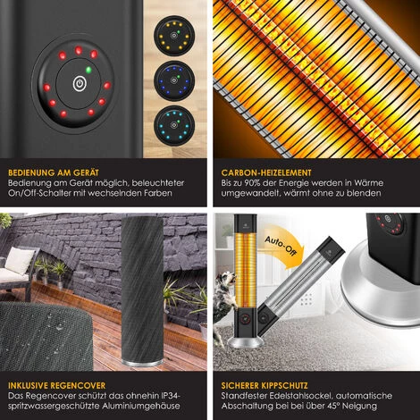 KESSER® Chauffage Radiant D'appoint à Infrarouge Chauffage Radiant D'appoint Incl. Housse De Protection Radiateur De Chaleur Chauffage Infrarouge Pour Terrasse Tour De Chauffage 2 000 watts Chauffage De Terrasse Chauffage 5 KESSER® Chauffage Radiant D'appoint à Infrarouge Chauffage Radiant D'appoint Incl. Housse De Protection Radiateur De Chaleur Chauffage Infrarouge Pour Terrasse Tour De Chauffage 2 000 watts Chauffage De Terrasse Chauffage – Image 3