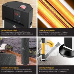 KESSER® Chauffage Radiant à Infrarouge | Chauffage Radiant Sur Pied | Housse De Protection Fournie | Chauffage Radiant à Infrarouge Pour Terrasse | Radiateur Pour Terrasse | Tour De Chauffage Radiant Avec 3 niveaux De Chauffage, Blanche 9 KESSER® Chauffage Radiant à Infrarouge | Chauffage Radiant Sur Pied | Housse De Protection Fournie | Chauffage Radiant à Infrarouge Pour Terrasse | Radiateur Pour Terrasse | Tour De Chauffage Radiant Avec 3 niveaux De Chauffage, Blanche -Chauffage d'extérieur Soldes 50753571 3