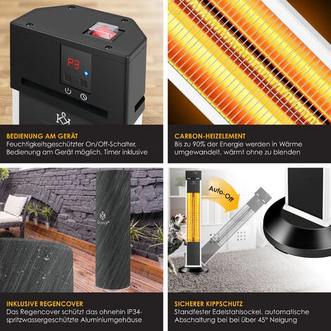 KESSER® Chauffage Radiant à Infrarouge | Chauffage Radiant Sur Pied | Housse De Protection Fournie | Chauffage Radiant à Infrarouge Pour Terrasse | Radiateur Pour Terrasse | Tour De Chauffage Radiant Avec 3 niveaux De Chauffage, Blanche 5 KESSER® Chauffage Radiant à Infrarouge | Chauffage Radiant Sur Pied | Housse De Protection Fournie | Chauffage Radiant à Infrarouge Pour Terrasse | Radiateur Pour Terrasse | Tour De Chauffage Radiant Avec 3 niveaux De Chauffage, Blanche – Image 3