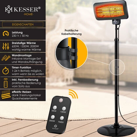 KESSER® 2000W Chauffage Radiant Infrarouge Intérieur Et Extérieur électrique Radiateur 4 KESSER® 2000W Chauffage Radiant Infrarouge Intérieur Et Extérieur électrique Radiateur – Image 2