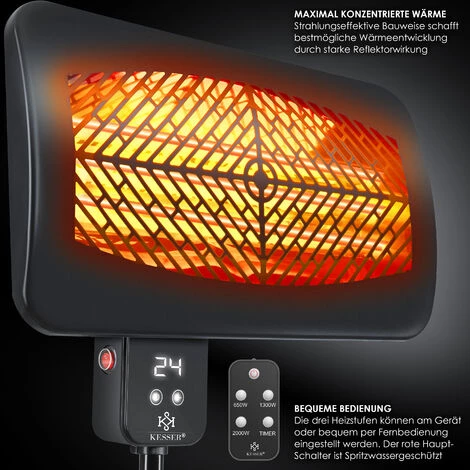 KESSER® 2000W Chauffage Radiant Infrarouge Intérieur Et Extérieur électrique Radiateur 6 KESSER® 2000W Chauffage Radiant Infrarouge Intérieur Et Extérieur électrique Radiateur – Image 4