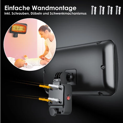 KESSER® 2000W Chauffage Radiant Infrarouge Intérieur Et Extérieur électrique Radiateur 7 KESSER® 2000W Chauffage Radiant Infrarouge Intérieur Et Extérieur électrique Radiateur – Image 5