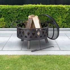 Relaxdays Brasero De Jardin, Bac Feu Avec Pare-étincelles Et Tisonnier, HxD 53 X 76 Cm, Acier, Vasque Antique, Bronze 9 Relaxdays Brasero De Jardin, Bac Feu Avec Pare-étincelles Et Tisonnier, HxD 53 X 76 Cm, Acier, Vasque Antique, Bronze -Chauffage d'extérieur Soldes 50762248 3
