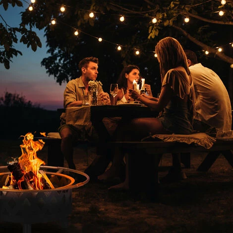 Relaxdays Brasero De Jardin, Bac Feu Avec Pare-étincelles Et Tisonnier, HxD 53 X 76 Cm, Acier, Vasque Antique, Bronze 6 Relaxdays Brasero De Jardin, Bac Feu Avec Pare-étincelles Et Tisonnier, HxD 53 X 76 Cm, Acier, Vasque Antique, Bronze – Image 4