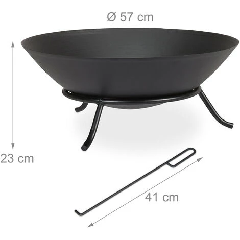 Relaxdays Brasero De Jardin, Avec Tisonnier, Pour Terrasse, H X D : 23 X 57 Cm, Fonte Et Acier, Vasque Feu, Noir 7 Relaxdays Brasero De Jardin, Avec Tisonnier, Pour Terrasse, H X D : 23 X 57 Cm, Fonte Et Acier, Vasque Feu, Noir – Image 5