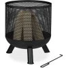 Relaxdays Braséro, Design Maille, Grille De Foyer, Tisonnier, Foyer De Jardin, Barbecue, Acier, H X D : 53 X 44 Cm, Noir -Chauffage d'extérieur Soldes 50902307 1